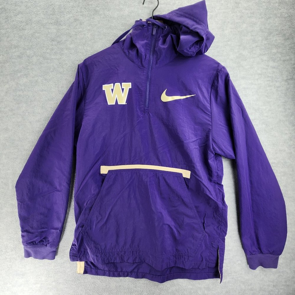 Washington Huskies Jacket Mens Small Purple Mock Neck Hoodie Spellout VTG Nike